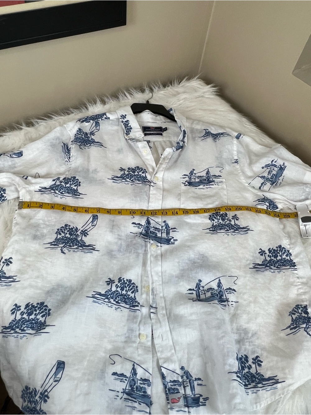 Vineyard Vines Men’s Linen Classic fit Murray White Button-Down Shirt Fishing XL - Picture 9 of 12